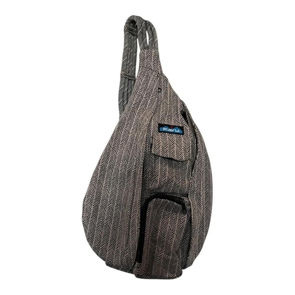 KAVU cotton rope geometric Aztec Black and Gray Sling Bag backpack